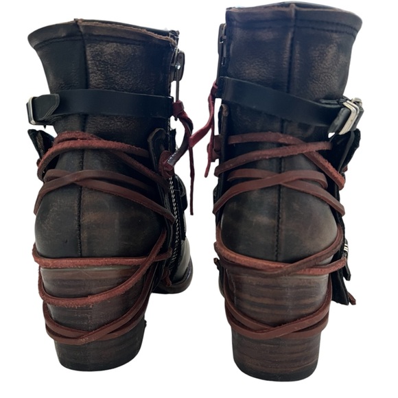 Freebird Crue Black Multi Leather Ankle Boot Rustic Western Size 8 New In Box - Picture 4 of 13